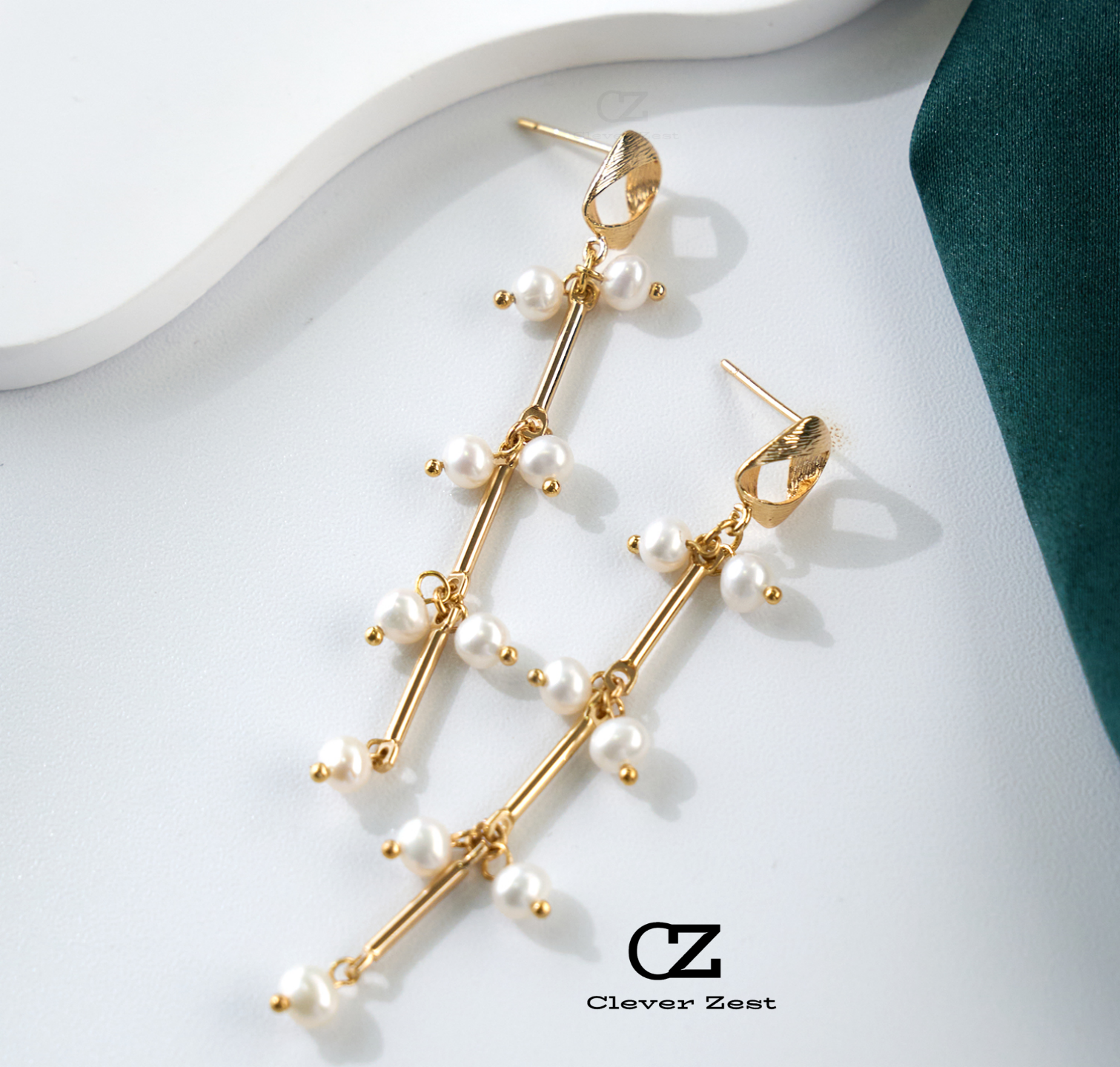 Natural White Freshwater Pearl Bamboo-Style Earrings 14K Gold-Filled Fashionable Versatile Trend-Setting Anniversary Gift Best Friend Gift