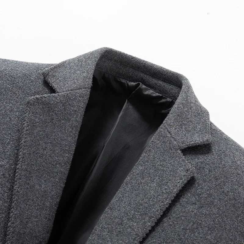 Blends Single Breasted Cardigan Coats Blazers Suits Men Long Sleeve Pockets Loose 2025 High Street Spliced Wool OuterwearT251025