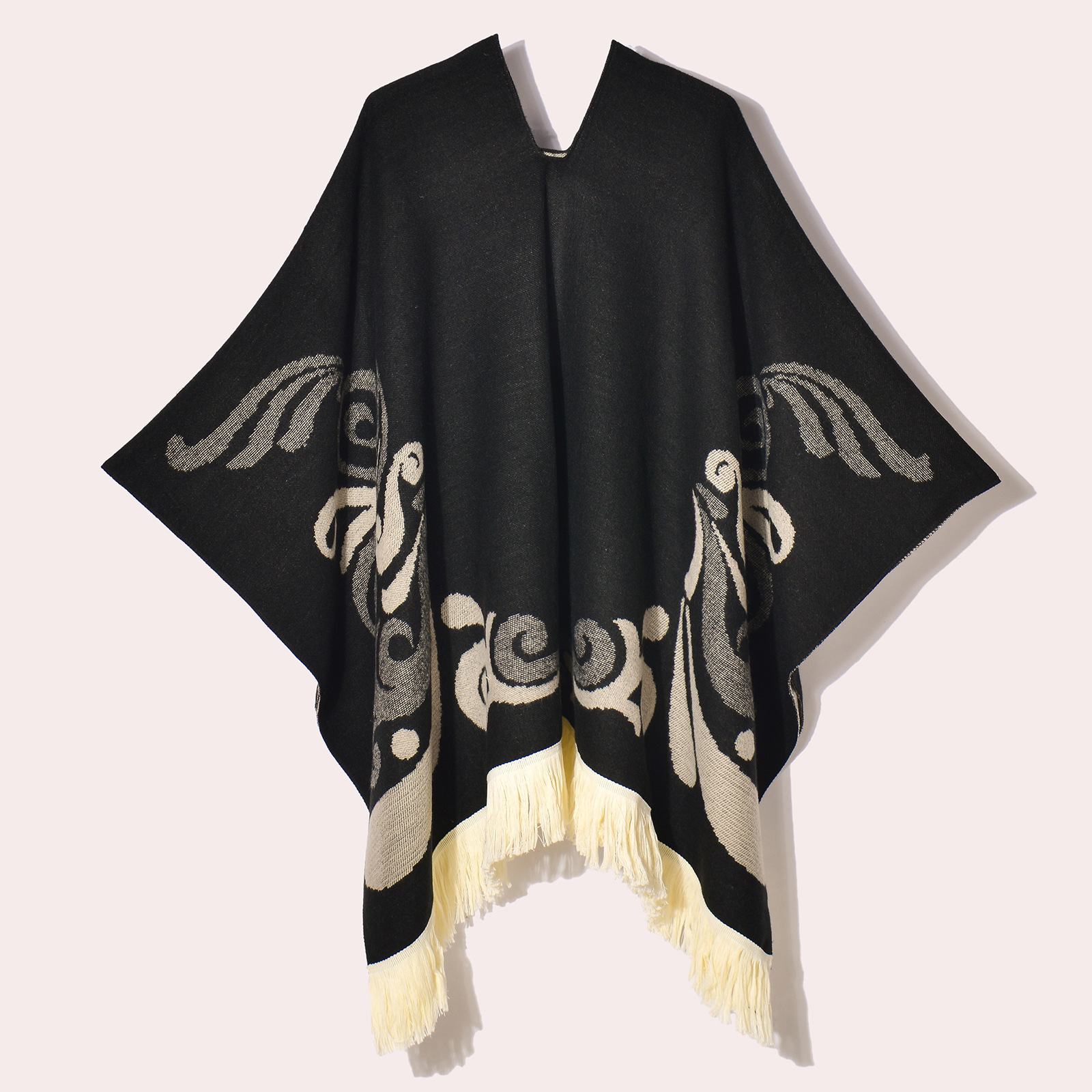 New Womens Pullover Tassel Patchwork Shawl Travel Photography National Style Outdoor Jacquard Decorative Warm Cape