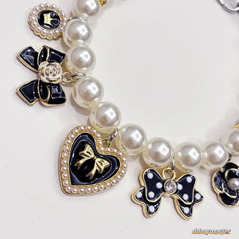 Pearl For - Pet Necklace With Bow & Flower Charms, Adjustable Small Medium Dog Collar Ddmymaster