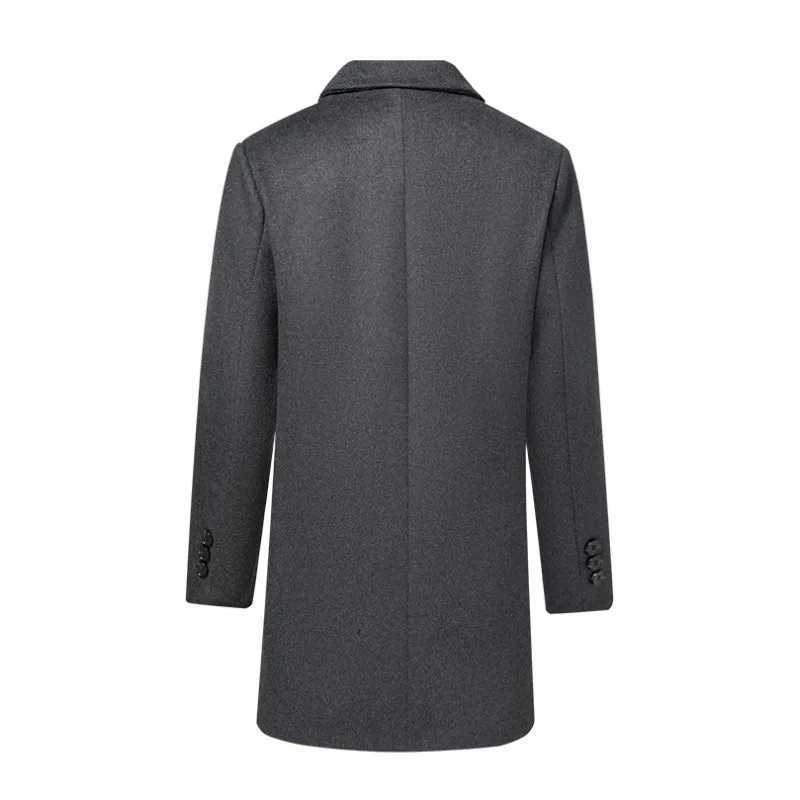 Highquality mens fashionable and stylish solidcolor casual autumn and winter coat with wool and cotton midlength coatT251025
