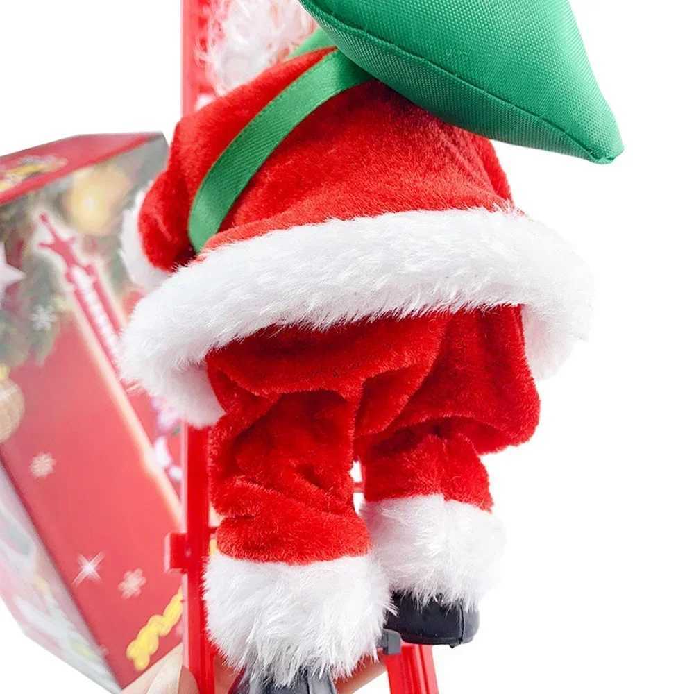 Electric Climbing Ladder Santa Claus Music Doll Christmas Ornament Decoration for Home Christmas Tree Hanging Decor NewYear Gift C251024