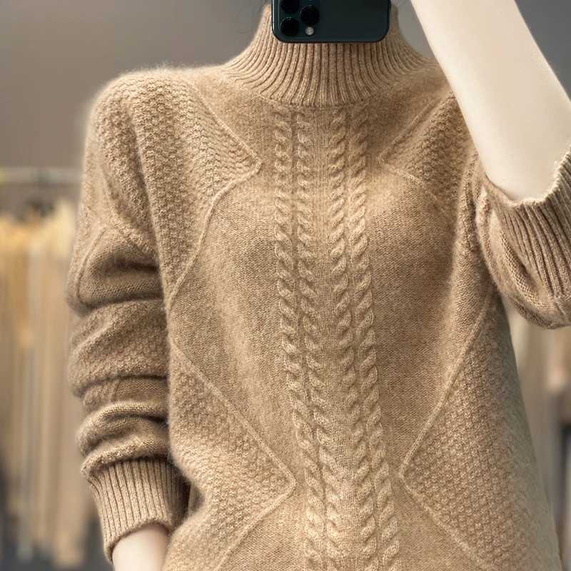 Half Turtleneck Sweater Womens Autumn Winter Casual Soft Solid Color Pullovers Korean Knitted Jumper Female Thicken SweatersT251025