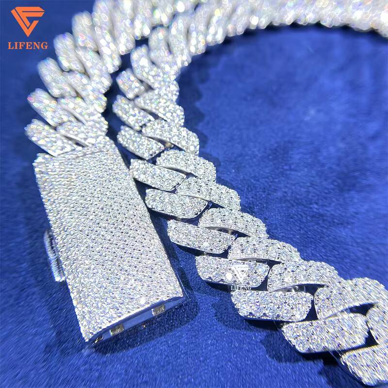 Ready Ship 14mm High Quality 925 Sterling Silver Cuban Link Chain Factory Direct Mens Hip Hop Necklace Diamond Test Moissanite