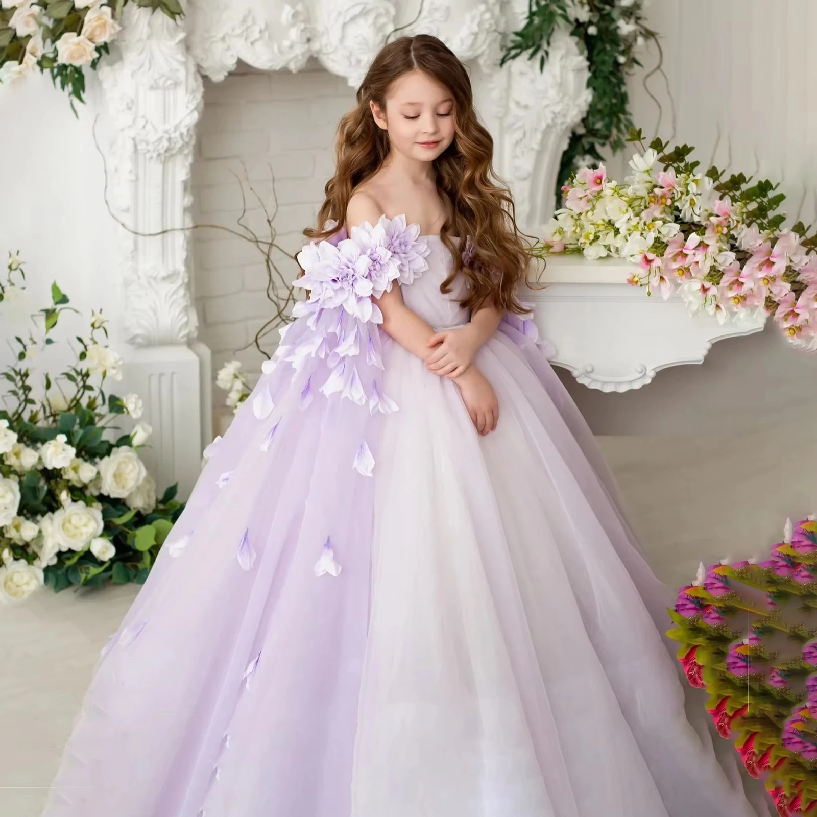 Flower Wedding Party Dress For Girls Kids Princess Tutu Dresses Girl Fashion Lace Birthday Clothes Summer Evening Prom Gown 251023