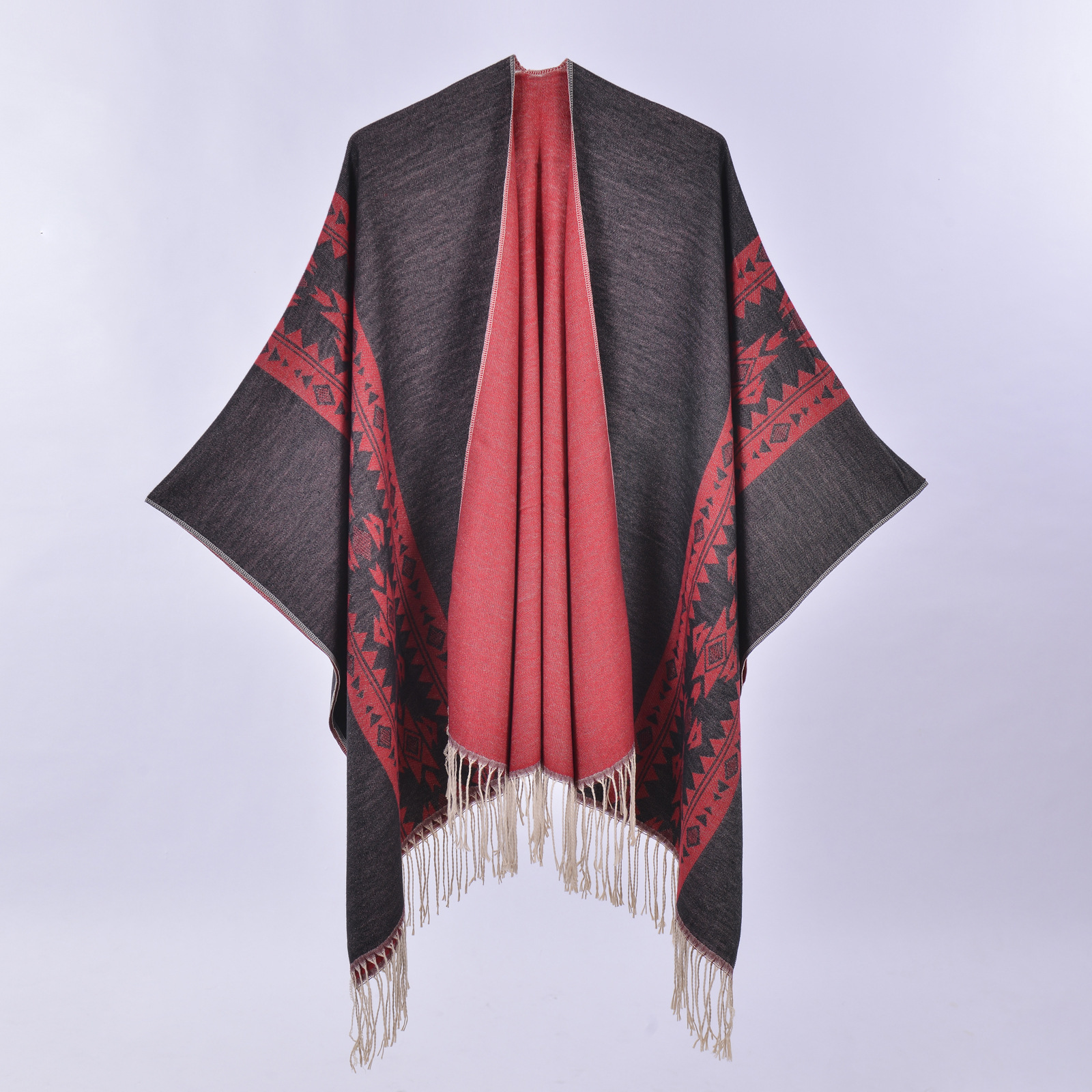 New Autumn Winter Shawl Scarf New Jacquard Tassel Knitted Cape Shawl Ethnic