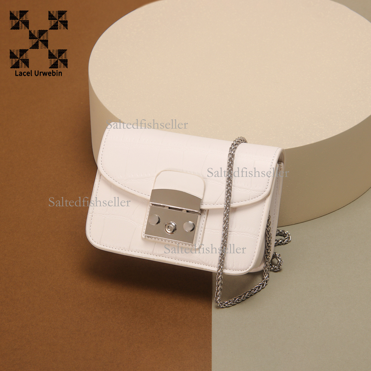 Lacel Urwebin Designer Luxury Crocodile Pattern Handbag Fashion Trend Small Fragrant Style Chain Mini Metal Buckle Single Shoulder Crossbody Bag Small