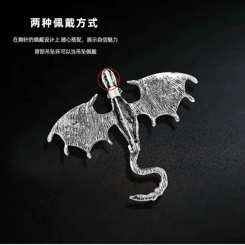 Stylish Cartoon Dragon Enamel Pin With Sparkling Crystal Set Creative Jewelry Lapel Badge Brooch For Friends Gift J251115