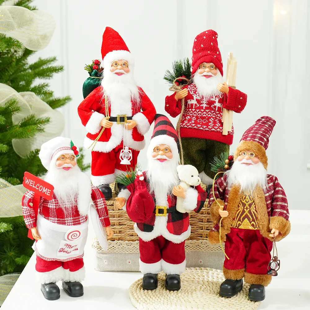 30cm Cute Santa Claus Doll Standing Santa Claus Statue 2025 Xmas Tree Ornament Christmas Decor Home Navidad Gift New Year 2026 C251024