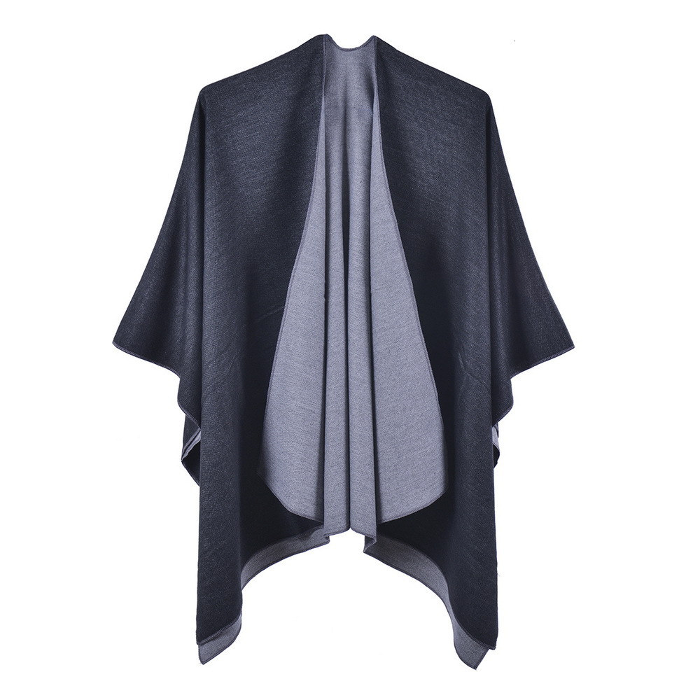 Womens Spring and Autumn Warm Fashion Shawl DoubleSided Imitation Cashmere Split Cape Cloak AirConditioned Room Nap Blanket