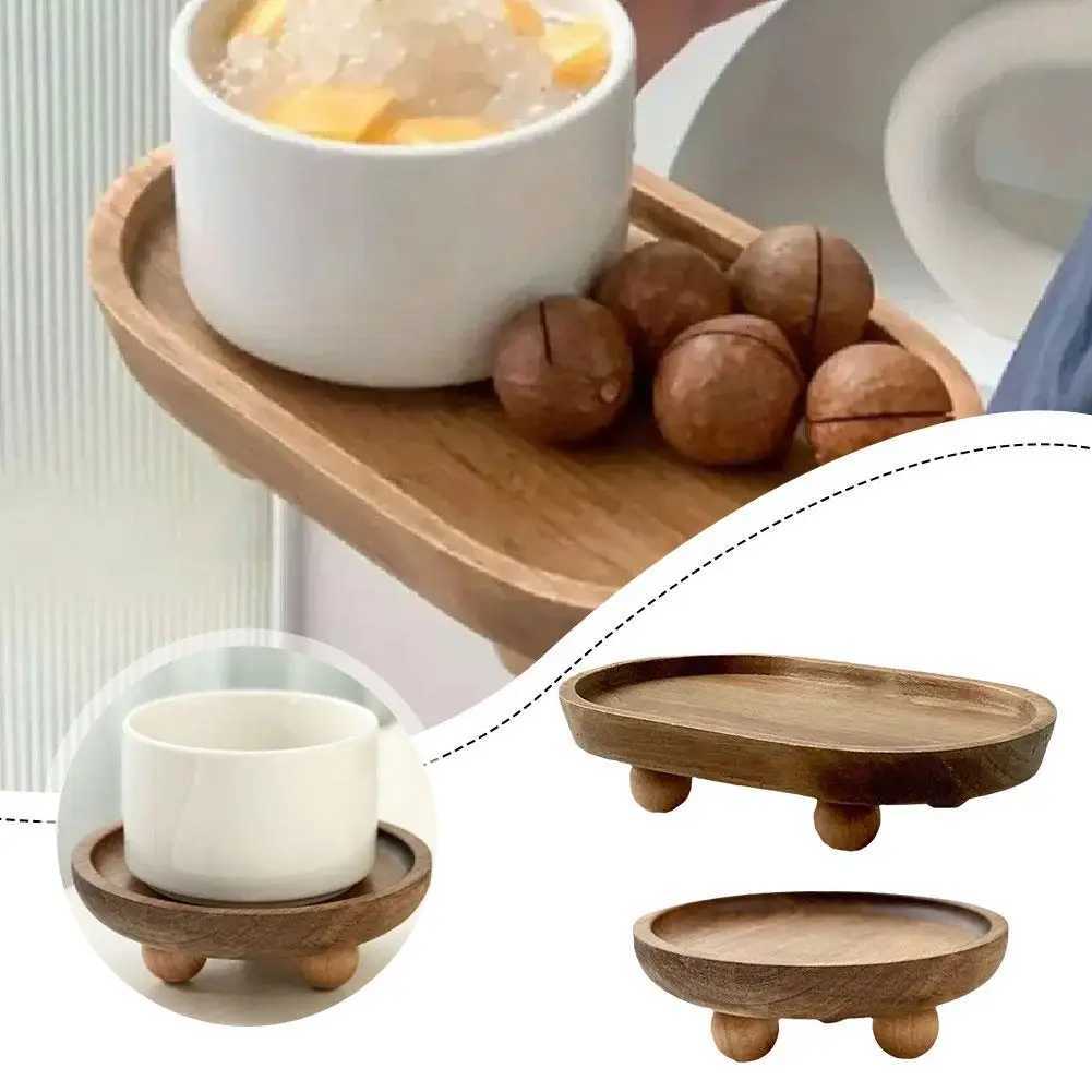Creative Wooden Tray Cake Dessert Plate Restaurant He Wooden Tray Round Elliptical Aratherapy Ornament Tray Y251025