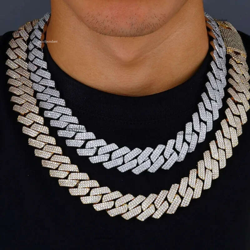 Plated sier jewelry exquisite fashion necklace woman unique sparkling cuban moissanite chain unisex ornaments simple bracelet for man faf257