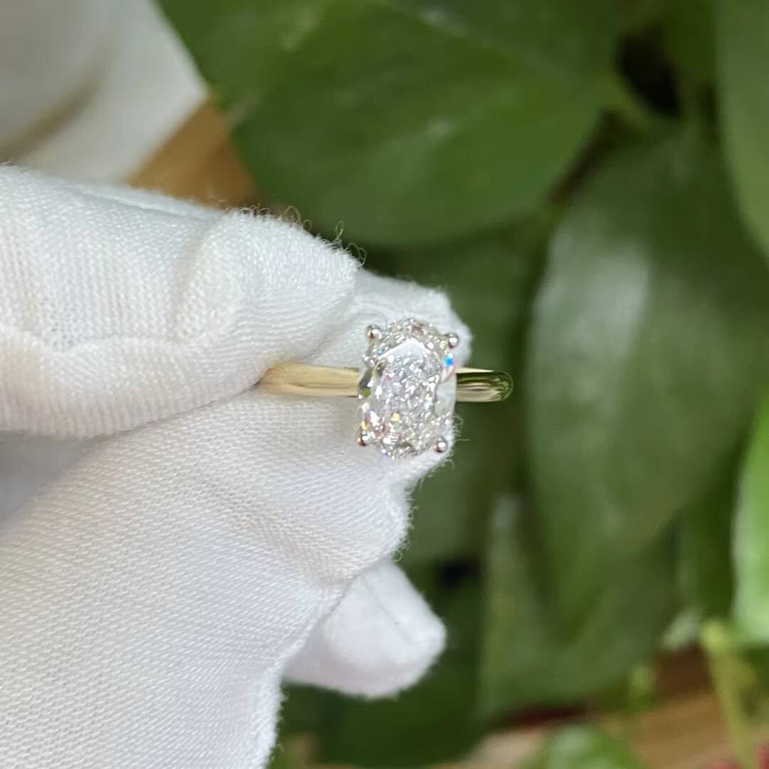 Customizable Solitaire Oval 1ct4CT White Gold 14K18K IGI Certified CVD HPHT Lab Grown Diamond Ring for Women Engagement Wedding
