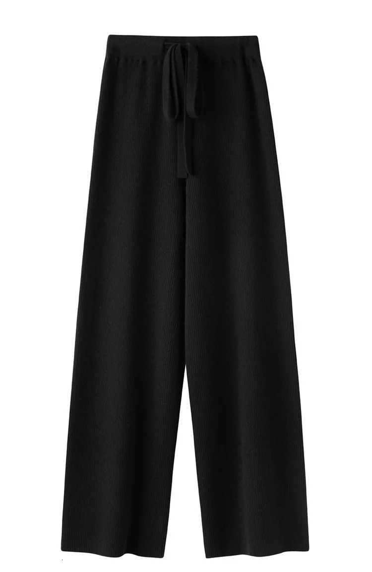 Cashmere Knitted Wideleg Pants Womens Autumn Glutinous Rice High Waist Drape Straight Casual Mopping Towel Pants ThickenedT251025