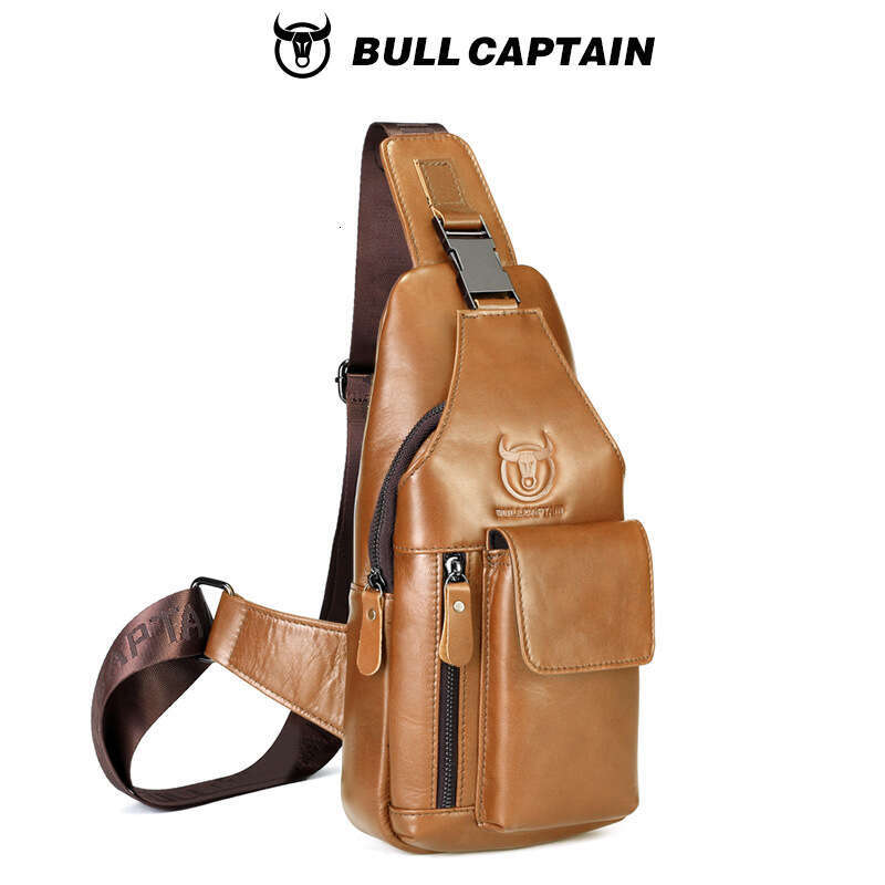 Captain Cow Goods Men S Genuine Leather Single Shoulder Chest Top Layer Cowhide Front Crossbody Bag Inch Ipad