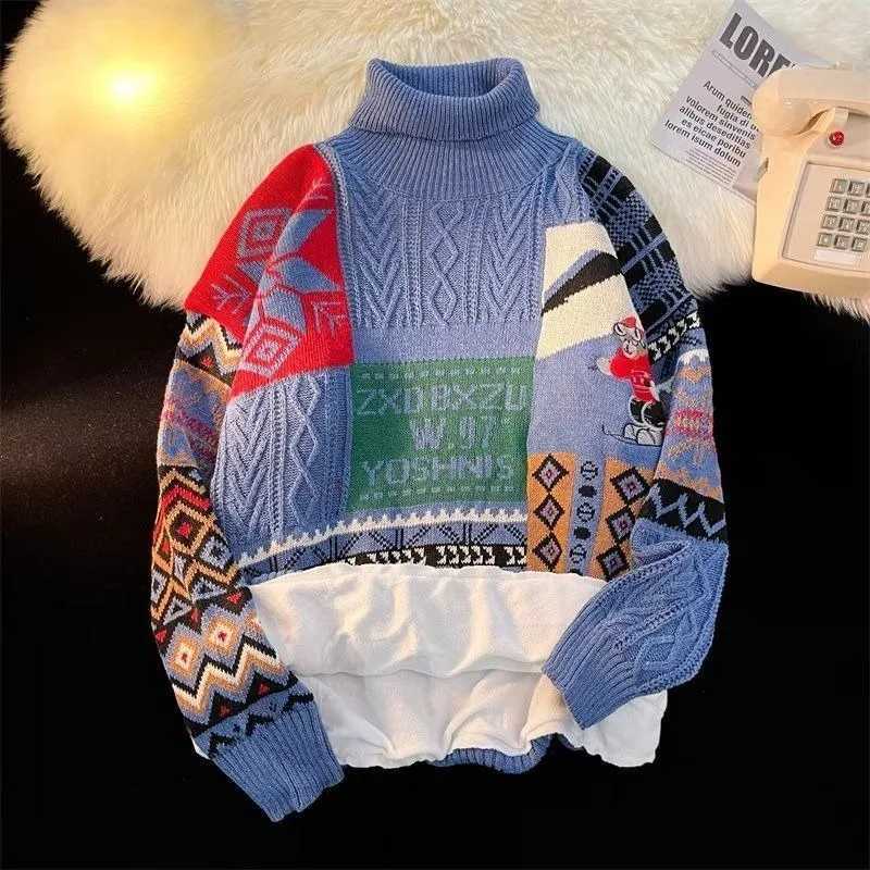 New Retro Christmas Tree Style Sweater For Men And Women In Autumn And Winter With Loose High Neck And Velvet Padded Sweater TopT251025