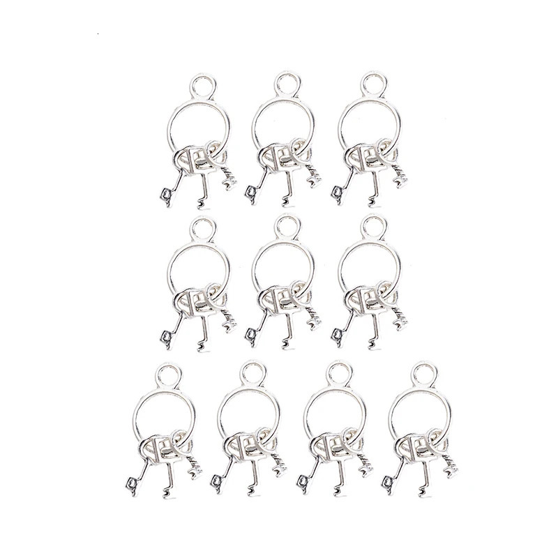 10pcslot Antique Silver Color Keys Charms Pendant DIY Handmade Keychain Necklace for Jewelry Making Accessories 251021