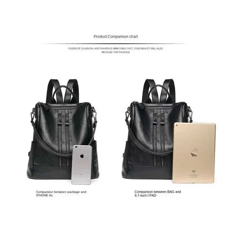 Leather Backpack Female Travel Bag Wild Large Women Fashion Bag Leather Waterproof Antitheft Shoulder Bags Handbags Ladies W251025