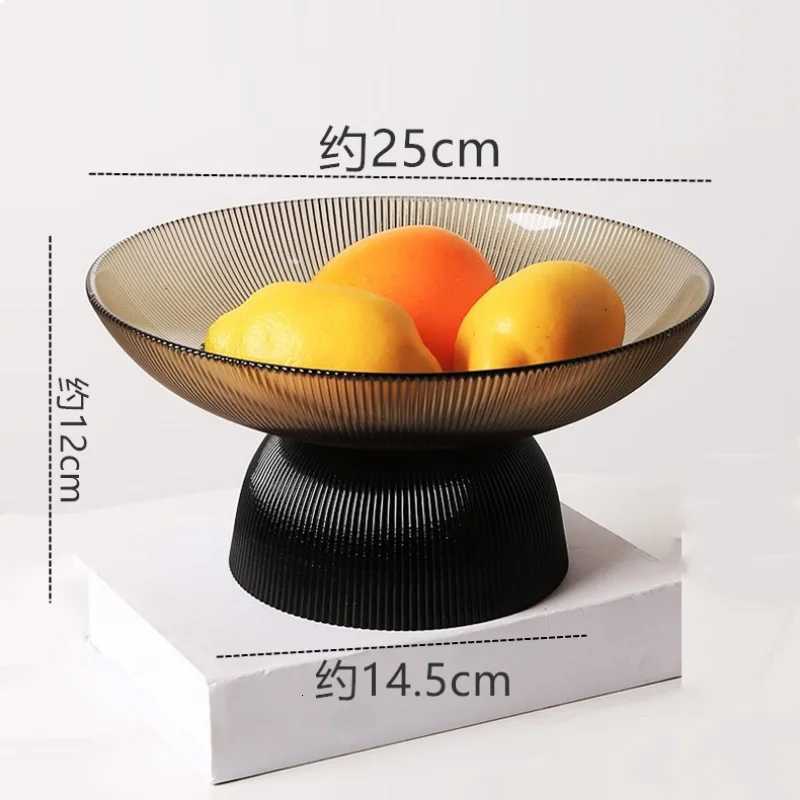 Creative Striped Fruit Plate Dessert Oatmeal Salad Bowl Living Ro Decoration Transparent Candy Nut Storage Plate Decor Y251025
