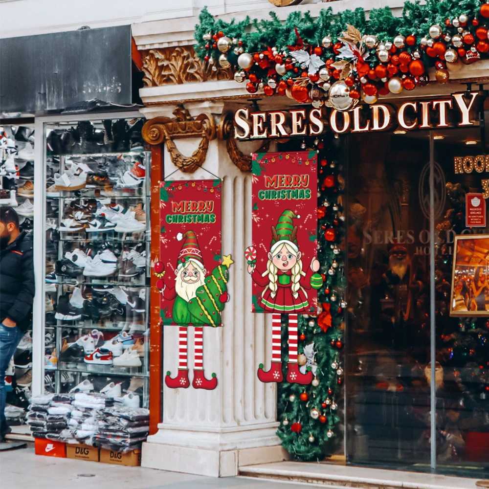 Runtowo 2025 Christmas Hanging Flag Banner Christmas Decorations For Home Christmas Door Ornaments Santa Claus Snowman Gifts C251024