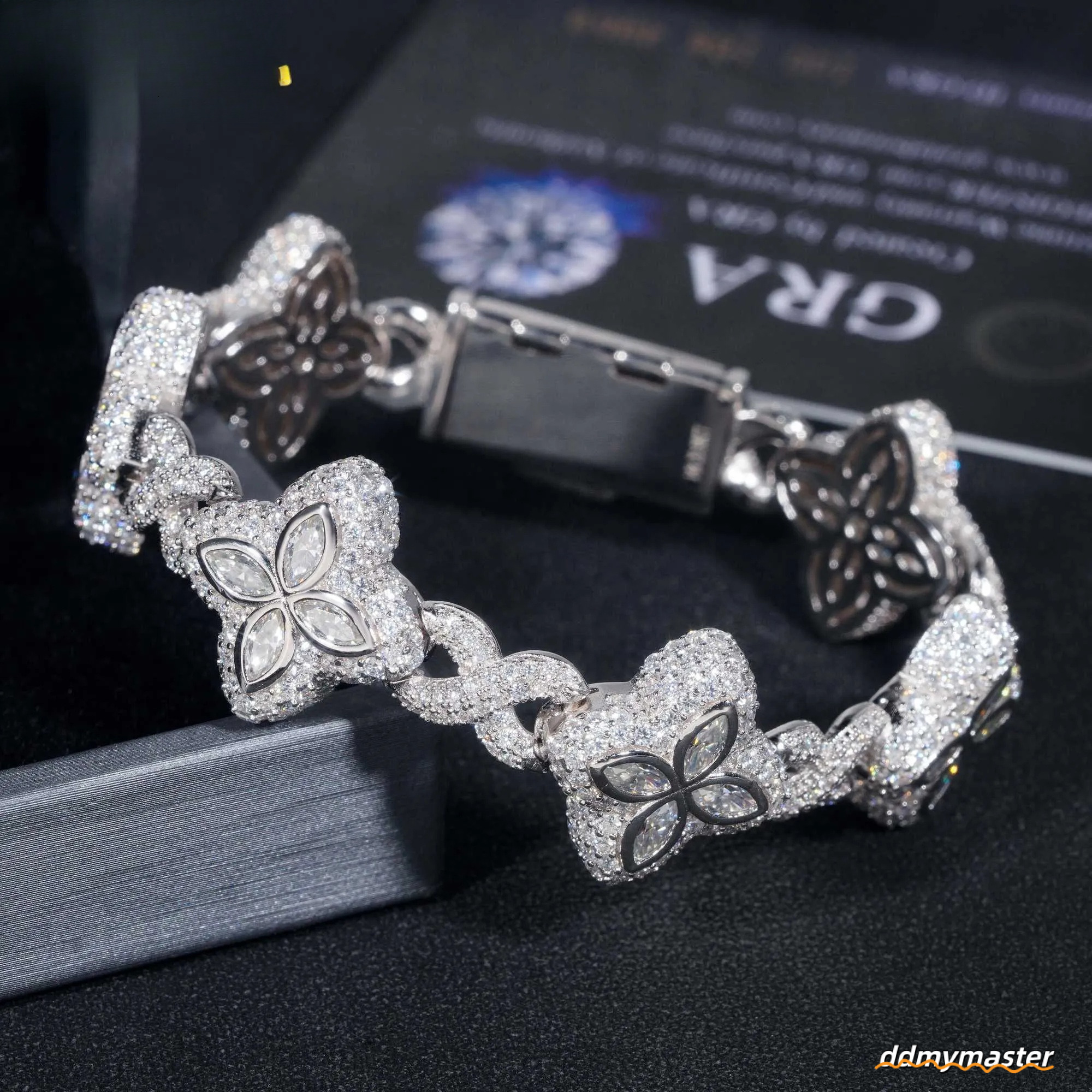Four Leaf Clover Bracelet: Sterling Sier Moissanite Dia Tennis Bracelet - Elegant Lucky Charm Design Ddmymaster