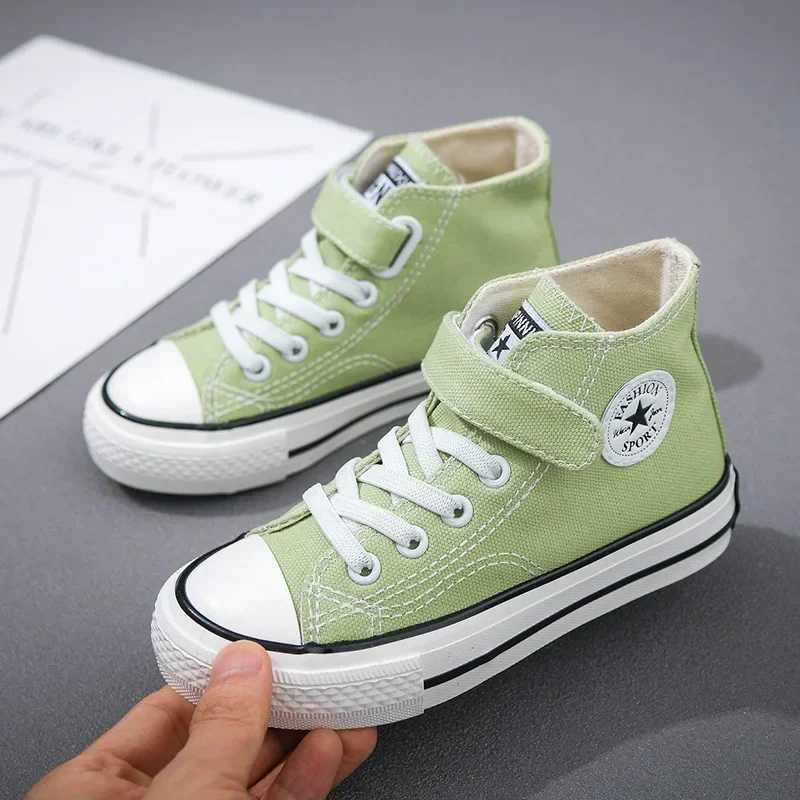 New Fashion Canvas Flat Shoes Childrens Hightop Nonslip Sneakers Student Casual Shoes C260130