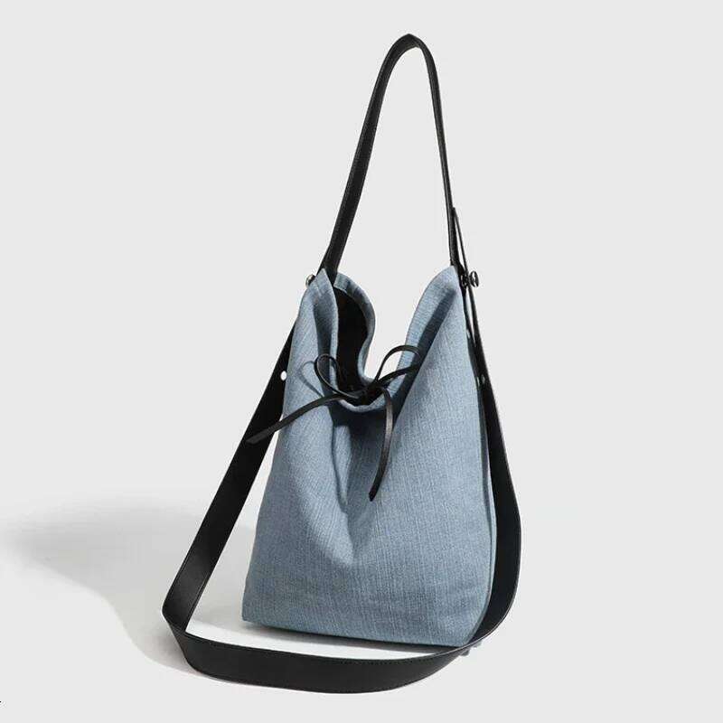 Cowboy Canvas Hangbag Women Fashionable Versatile Denim Bucket Bag Retro Casual Large Tote Female Shopping Shoulder Bags Suotong1025