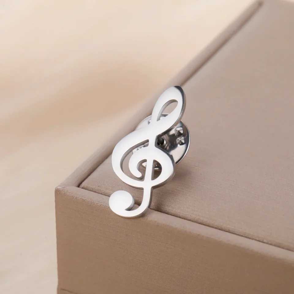 Teamer Women Girls Music Note Brooch Lapel Pin Stainless Steel Gold Color Suit Badge Fashion Accessories Birthday Gift New In J251115