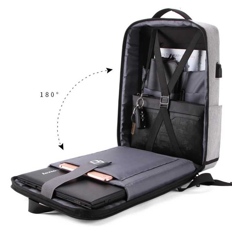 Mens Casual Hard Shell Backpack Antitheft Backpack High Capacity Travel USB Charging Bag Fasion Business Computer Bag For Male W251025