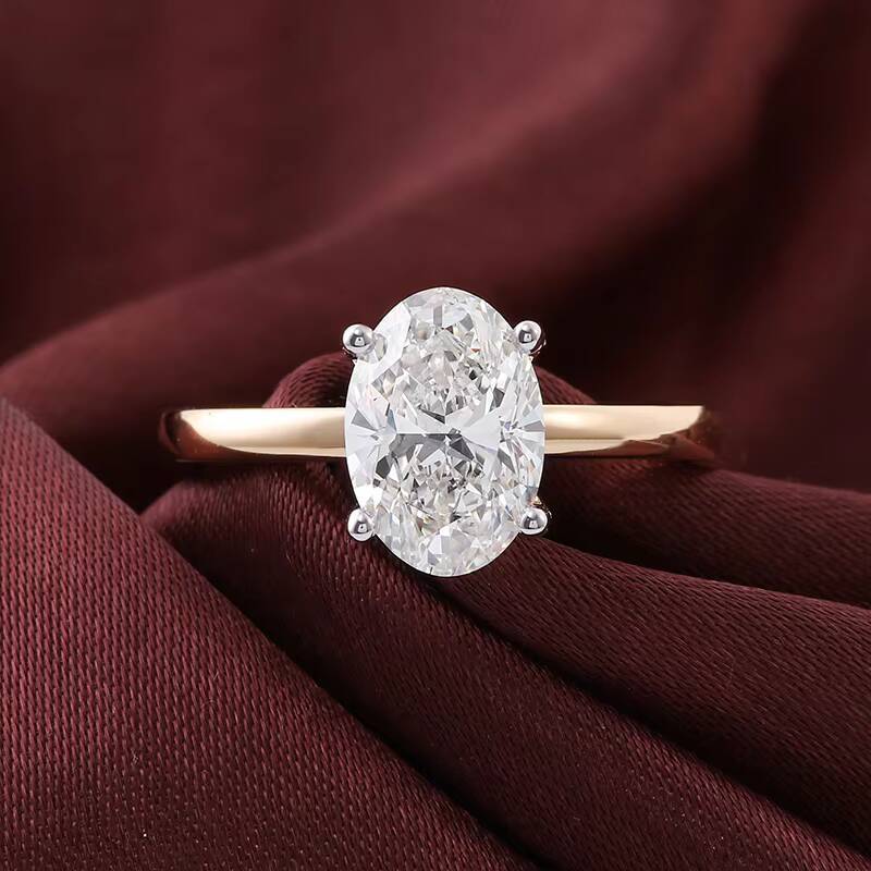 4ct Diamond Ring Lab Grown Diamond Ring Oval Hand Inlay Igi Certified Diamond Wedding Engagement 14k Gold Rings for Women