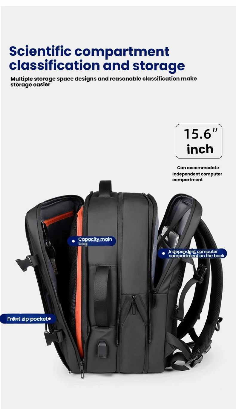Travel Backpack Men Business Backpack School Expandable USB Bag Large Capacity Laptop Waterproof Fashion Backpack W251025