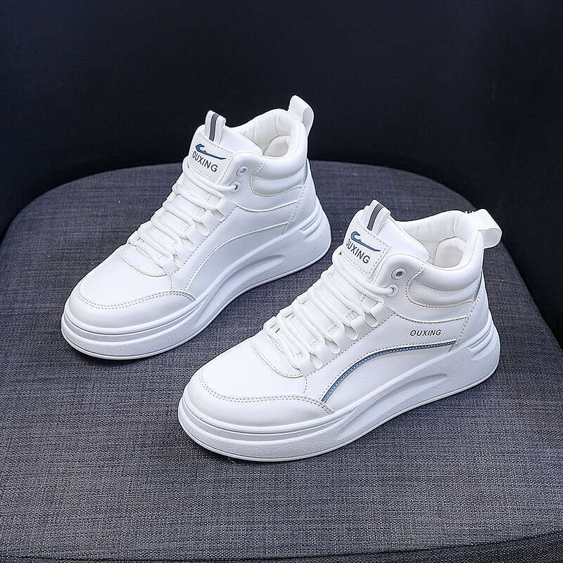 Thick-Soled Height-Increasing Ins White Dad Shoes for Women Versatile Casual Student Soft-Soled Autumn Winter High-Top Sneakers Booties