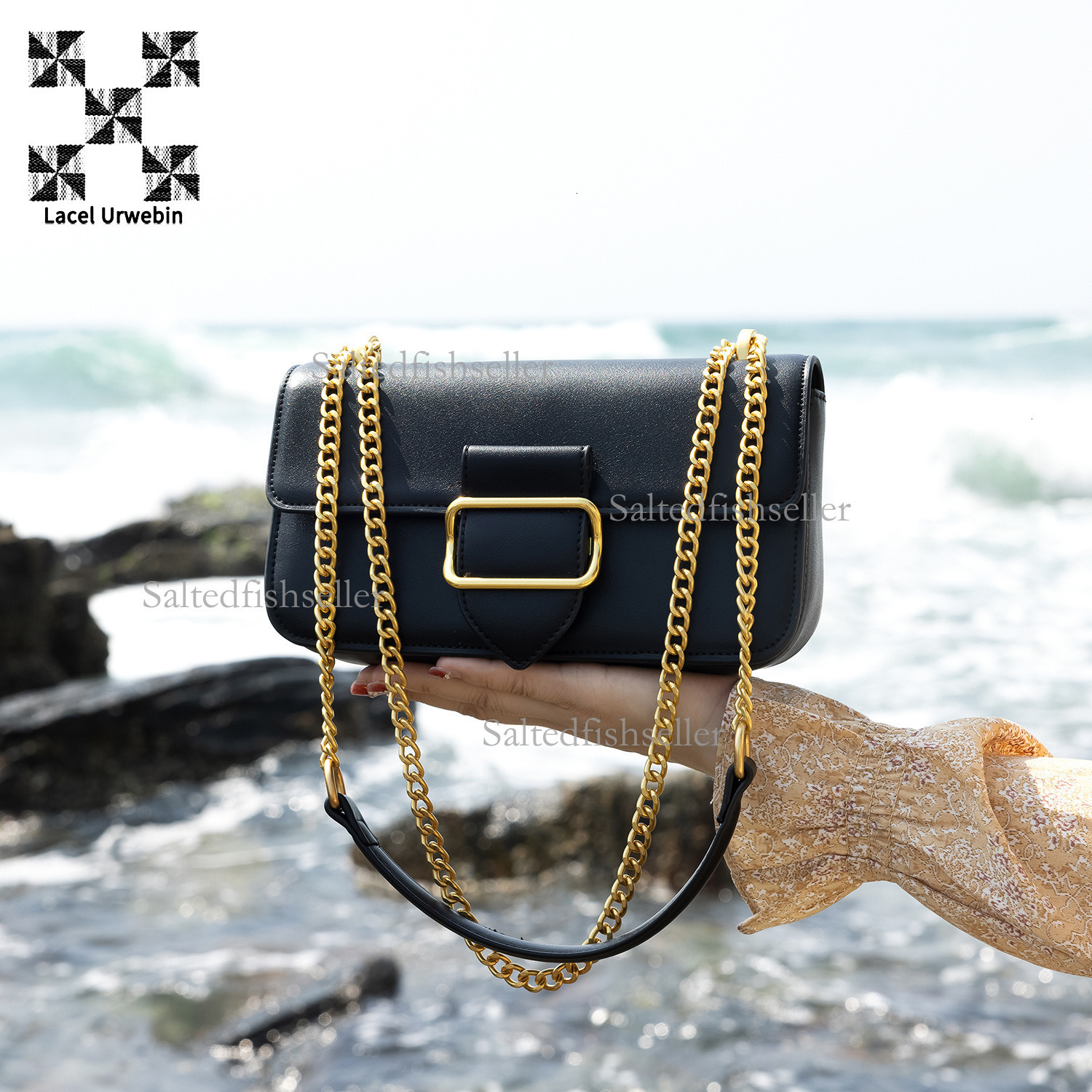 Lacel Urwebin Designer Fashion Women's Bag Luxury New Urban Simple Underarm Small Square Bag Stylish Ins Single Shoulder Cross Shoulder Chain Bag