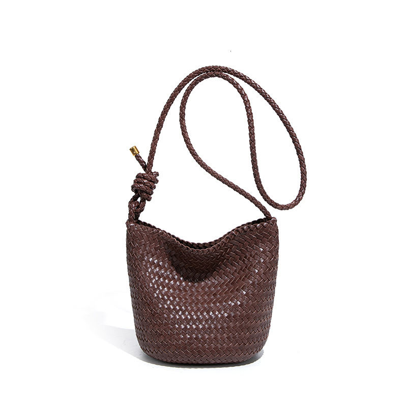 Korean Trend New for Women, Light Luxury High-End Handmade Woven Bucket Crossbody Bag