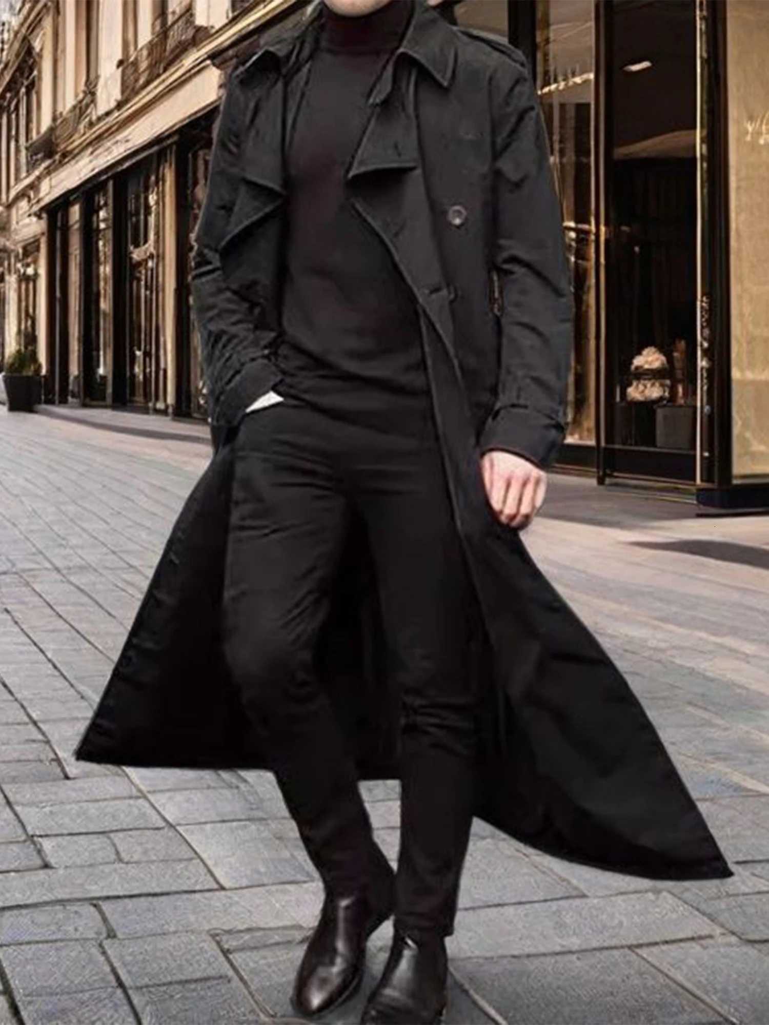 Men s Classic Wool Blend Trench Coat with Removable Belt and Notched Lapel Collar Warm Winter Overcoat JacketT251025