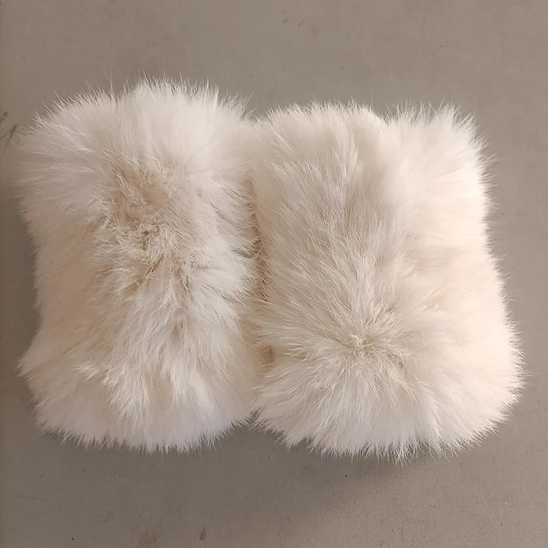 Women Genuine Knitted Rabbit Fur Glove Short Warm Winter Female Fur Gloves Fashion Hand Warmer 251023