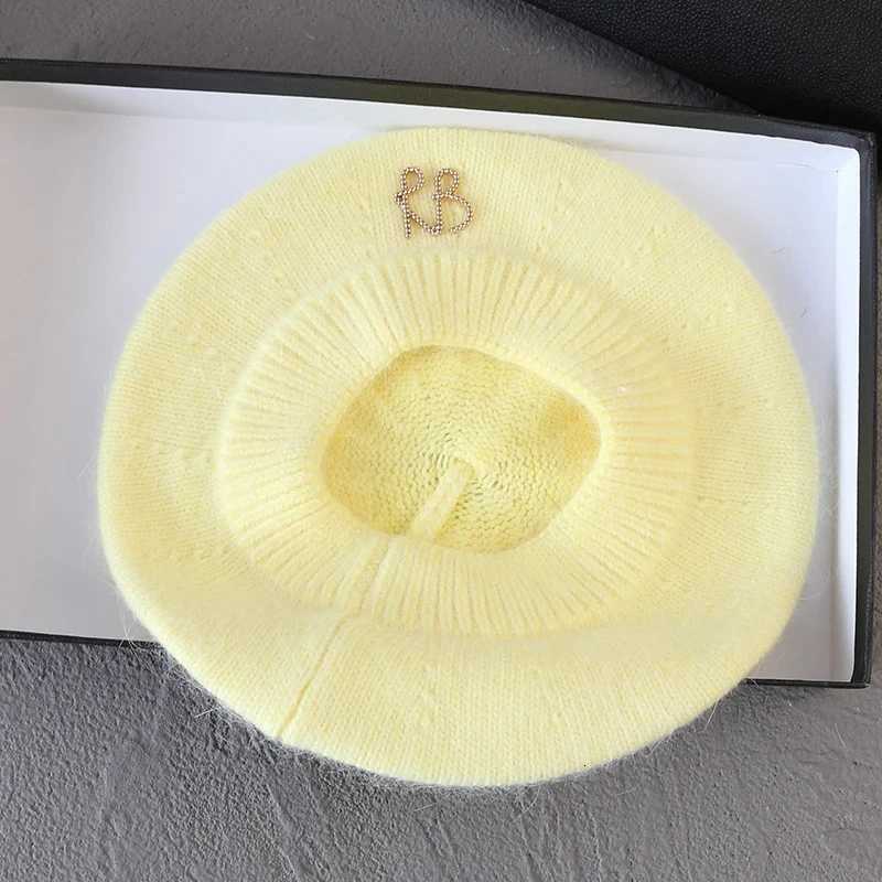 Letter Angora Rabbit Fur Soft Winter Beret for Wen French Elegant Artist Painter Hat Beanies Fem Casual Warm Walking C Y251025