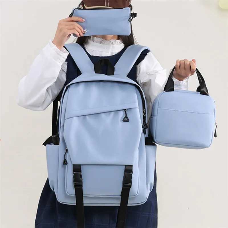 3pcsset Student Backpack boys girls School Bags for Teen Men Women Tote Bag CluTCh Pocket Nylon Backpacks Travel Bag W251025