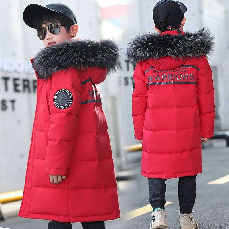 Winter Children Down Jacket Hooded Waterproof Thicken Warm Boy Outerwear Coat 4-14 Years Kids Teenage Parka