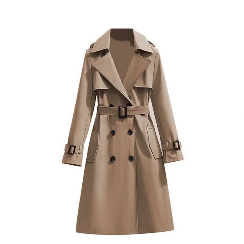 Casual Chic Korean Style Women's Long Sleeve Coat Spring Autumn New Fashion Middling Length Outerwear Elegant Windbreaker dongdumaoyi