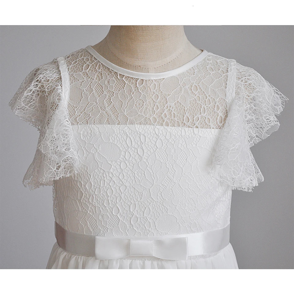 Elegant Girls Lace Flower Chiffon Dress Formal Occasion Children Birthday Party Graduation Ceremony Wedding Bridesmaid Costume 251023