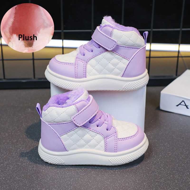 fleece lined sports shoes for boys and girls warm kids shoes for winter running sports shoes and basketball shoesT251025