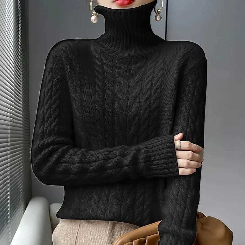 Street Turtleneck Sweater Women 2023 Autumn Winter Long Sleeve Cashmere Female Knitted Pullover Loose Lady Thicken KnitwearT251025