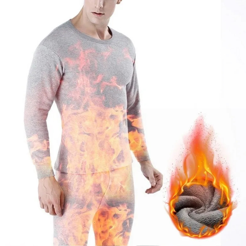 2 Pieces Men Thermal Underwear Set Winter Warm Men Thin Fleece Lined Turtleneck Long Johns Bottom Shirt Pajamas Set Plush Tops 251021