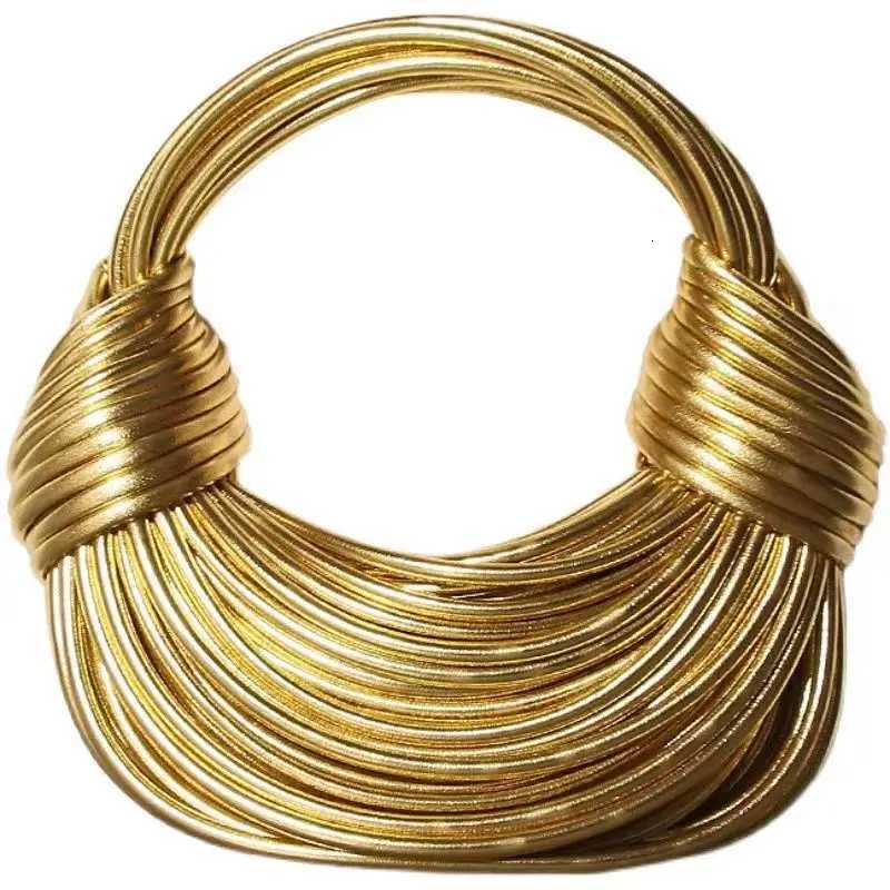 Handbags for Women 2025 New in Gold Luxury Designer Brand Handwoven Noodle Bags Rope Knotted Pulled Hobo Silver Evening Clutch Z251024