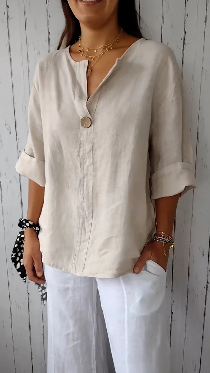 2025 Autumn Winter Womens Shirt Solid Color Fashion Casual Loose Top TShirt for Women
