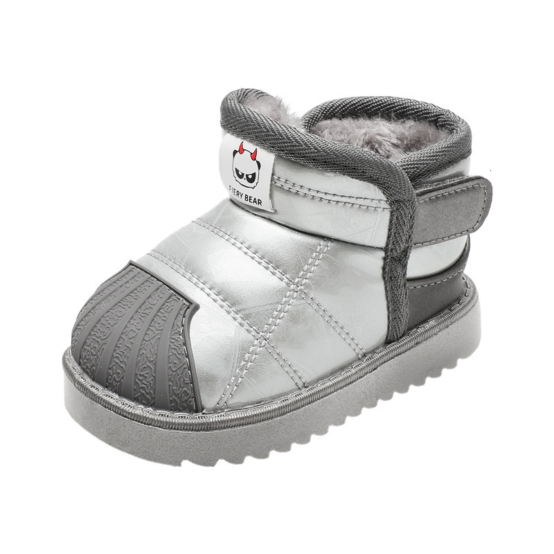 New fashion designer children's snow boots sheepskin boys' cotton shoes wool lining thickened girls' cotton boots baby walking boots