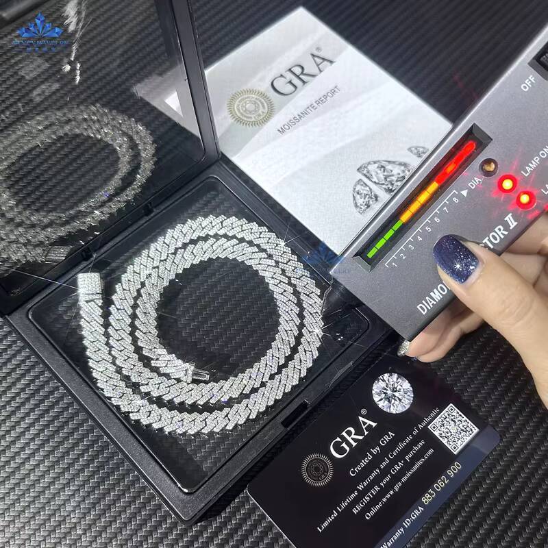 Pass Diamond Tester 13mm 925 Silver VVS Moissanite Diamond Iced Out Cuban Link Chain Necklace Custom Hip Hop Jewelry