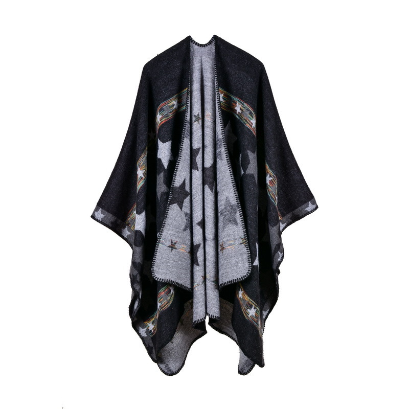 New Womens Star Color Stripe Imitation Cashmere Shawl Extra Long Thick Versatile Multiuse Shawl