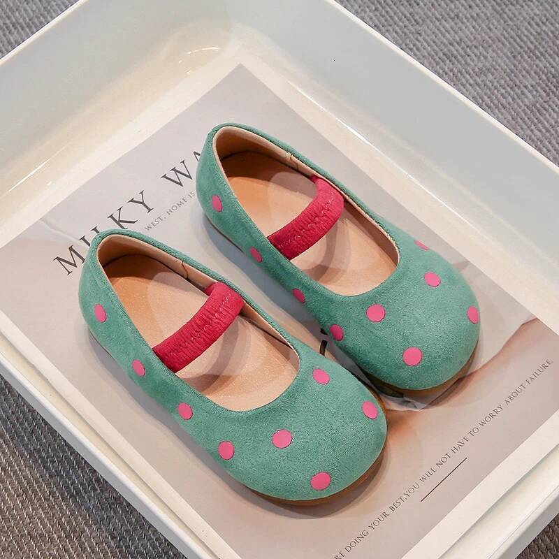 Flats Soft Sole Polka Dot Veet Mary Jane for Girls Kids Elastic Band Loafers Child Chic Spring Summer Casual Shoes ddmyshoesvip